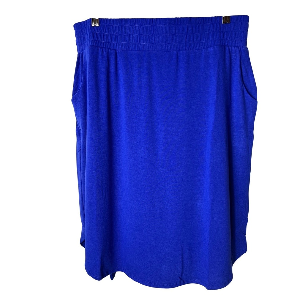 Zenana Royal Blue Elastic‎ Waist Pocket Skirt Plus Size 1X RS-8305X